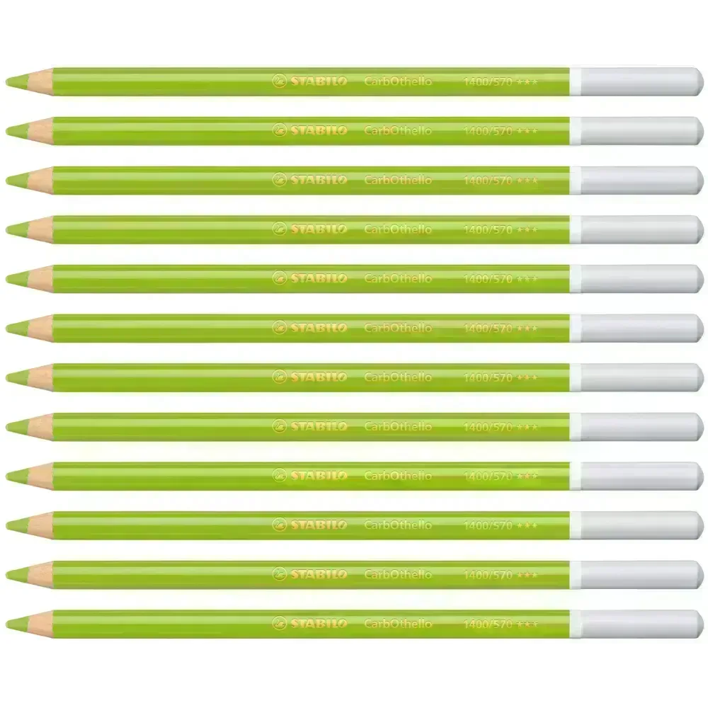 Lápices de Color Tiza Pastel, Carbothello, Cuerpo Circular, Mina 4.4 mm, Caja x 12 Und., Verde Cinabrio