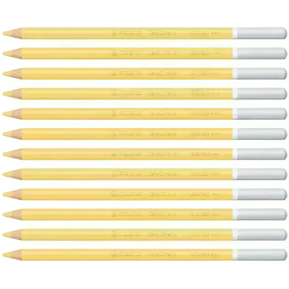 Lápices de Color Tiza Pastel, Carbothello, Cuerpo Circular, Mina 4.4 mm, Caja x 12 Und., Amarillo Napoles
