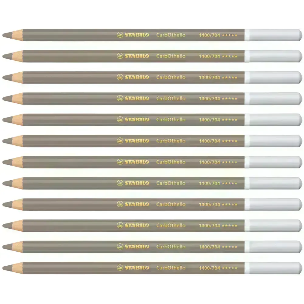 Lápices de Color Tiza Pastel, Carbothello, Cuerpo Circular, Mina 4.4 mm, Caja x 12 Und., Gris Calido 3