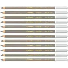 Lápices de Color Tiza Pastel, Carbothello, Cuerpo Circular, Mina 4.4 mm, Caja x 12 Und., Gris Calido 3