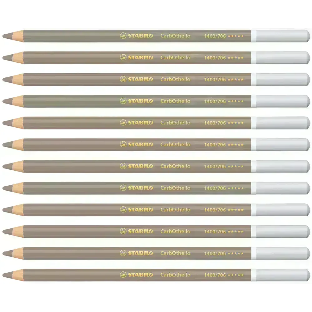 Lápices de Color Tiza Pastel, Carbothello, Cuerpo Circular, Mina 4.4 mm, Caja x 12 Und., Gris Calido 4