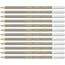 Lápices de Color Tiza Pastel, Carbothello, Cuerpo Circular, Mina 4.4 mm, Caja x 12 Und., Gris Calido 4