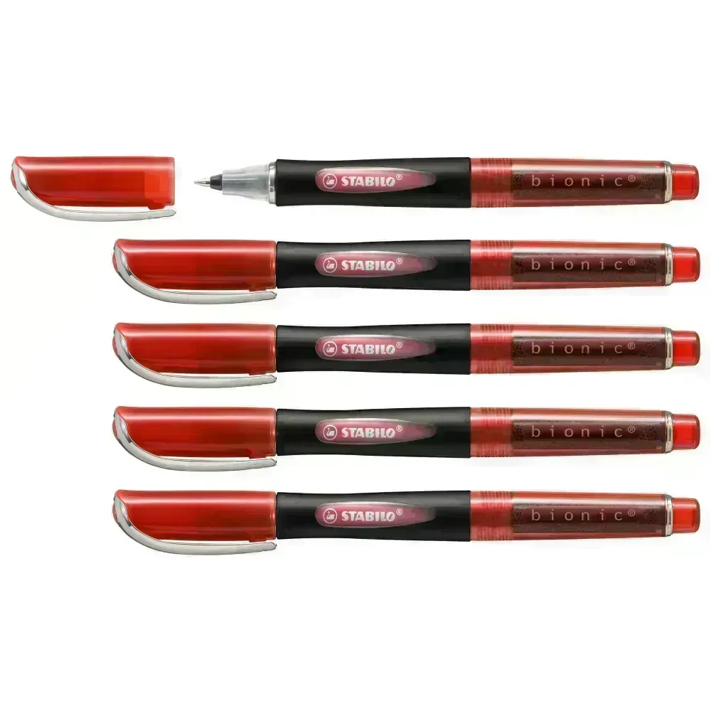 Rollerball, Bionic, Punta Media, Rojo, Caja x 5 Unds.