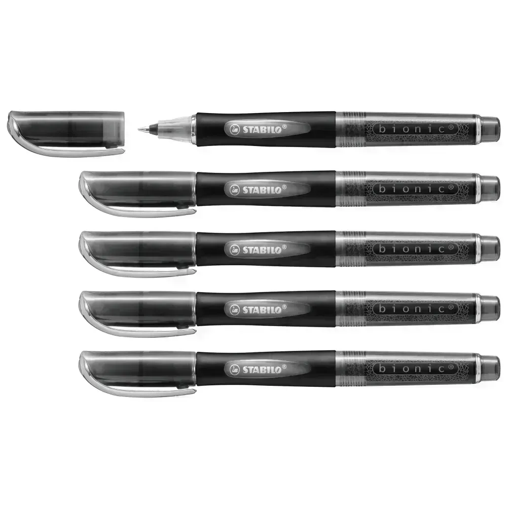 Rollerball, Bionic, Punta Media, Negro, Caja x 5 Unds.