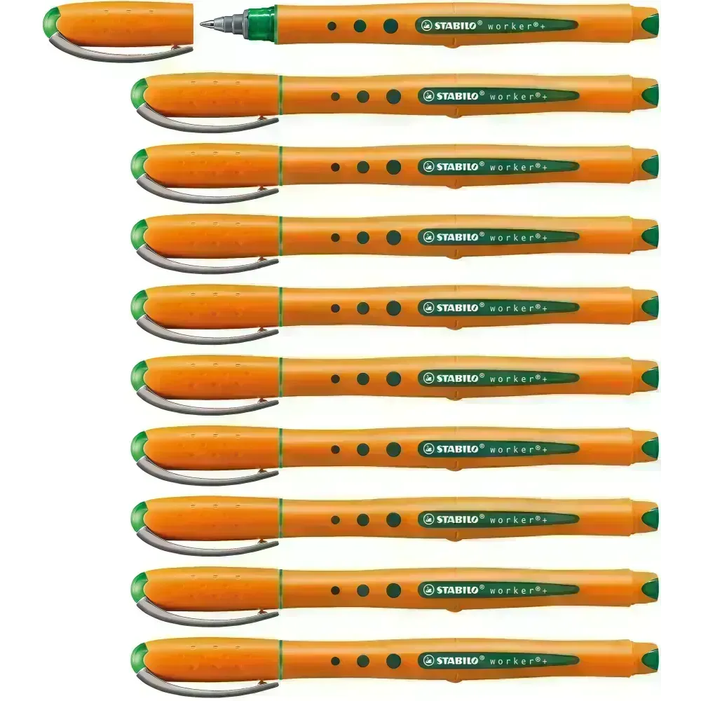 Rollerball, Worker, Punta Fina, Verde, Caja x 10 Unds.