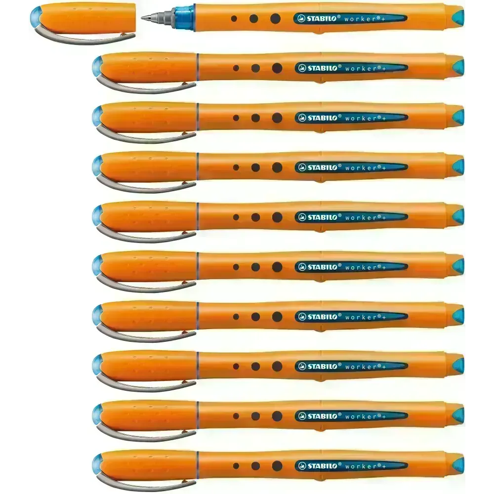 Rollerball, Worker, Punta Fina, Azul, Caja x 10 Unds.