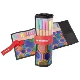 Micropunta/Felpa, Point 88, Punta Fina  0.4 mm, Estuche Enrrollable ARTY x 25 Unds., 25 Colores Surtidos