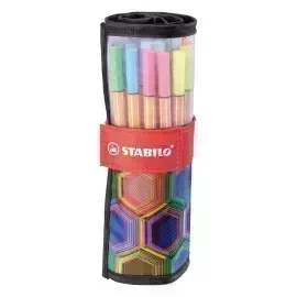 Micropunta/Felpa, Point 88, Punta Fina  0.4 mm, Estuche Enrrollable ARTY x 25 Unds., 25 Colores Surtidos