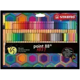 Micropunta/Felpa, Point 88, Punta Fina  0.4 mm, Estuche ARTY x 65 Unds. 65 Colores Surtidos