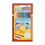 Lápices de Color, Largos, Trio thick, Cuerpo Triangular, Mina 4.2 mm, Estuche x 12 Colores. 
