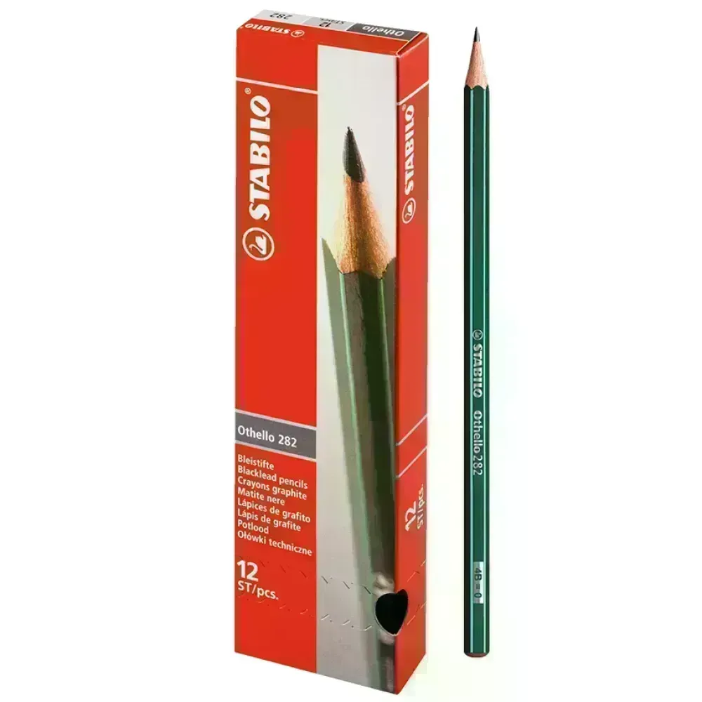 Lápices de Dibujo, Othello, 4B, Cuerpo Hexagonal, Mina 2.2-3.0 mm, Caja x 12 Unds.