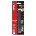 Lápices de Grafito, Exam Grade, 2B, Barniz Negro, Cuerpo Hexagonal, Mina 2.3 mm., Blister x 3 Unds. + Borrador + Sacapuntas