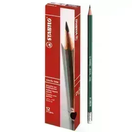 Lápices de Dibujo, Othello, 2B, Cuerpo Hexagonal, Mina 2.2-3.0 mm, c/Borrador, Caja x 12 Unds.