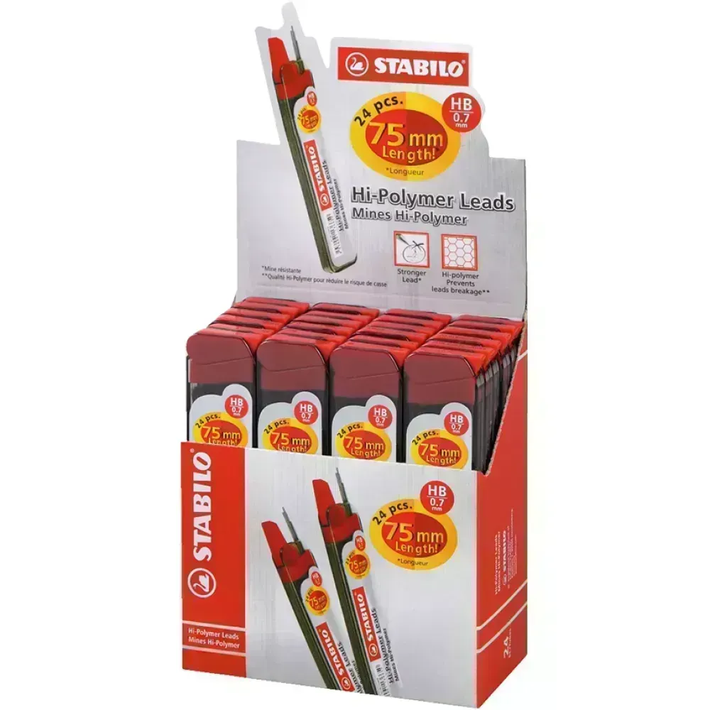 Minas para Portaminas, HB, 0.7 mm, 24 Tubos x 24 pzas. Caja x 24