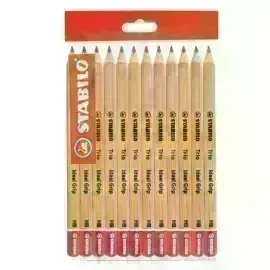 Lápices de Grafito, Trio Jumbo, HB, Barniz Madera, Cuerpo Triangular, Mina 4.2 mm + Sacapuntas, Pack x 12 Unds.
