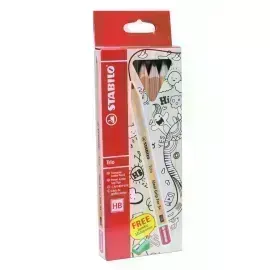 Lápices de Grafito, Trio Jumbo, HB, Barniz Madera, Cuerpo Triangular, Mina 4.2 mm + Sacapuntas, Caja x 6 Unds.