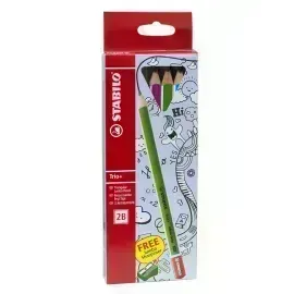 Lápices de Grafito, Trio Jumbo, 2B, Barniz Neón, Cuerpo Triangular, Mina 4.2 mm + Sacapuntas, Caja x 6 Unds.