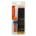 Lápices de Grafito, Swano, HB, Barniz Negro, Cuerpo Hexagonal, Mina 2.2 mm. Pack x 6 Unds. + 1x Borrador 1186 + 1x Sacapuntas