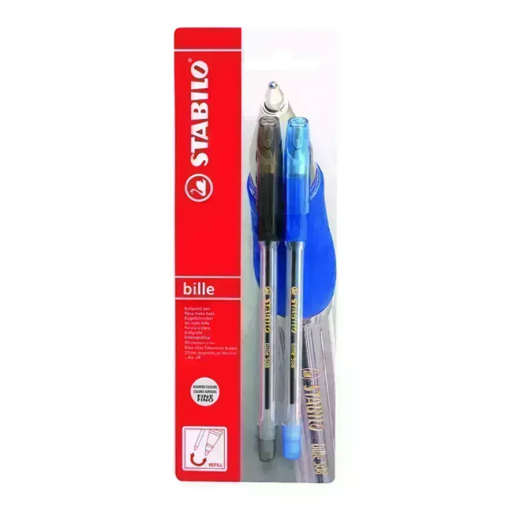 Bolígrafo, Bille 508, Punta Media 0.45 mm, Pack x 2 Unds., Azul y Negro