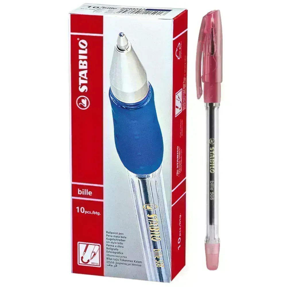 Bolígrafo, Bille 508, Punta Fina 0.4 mm, Rojo, Caja x 10 Unds. 