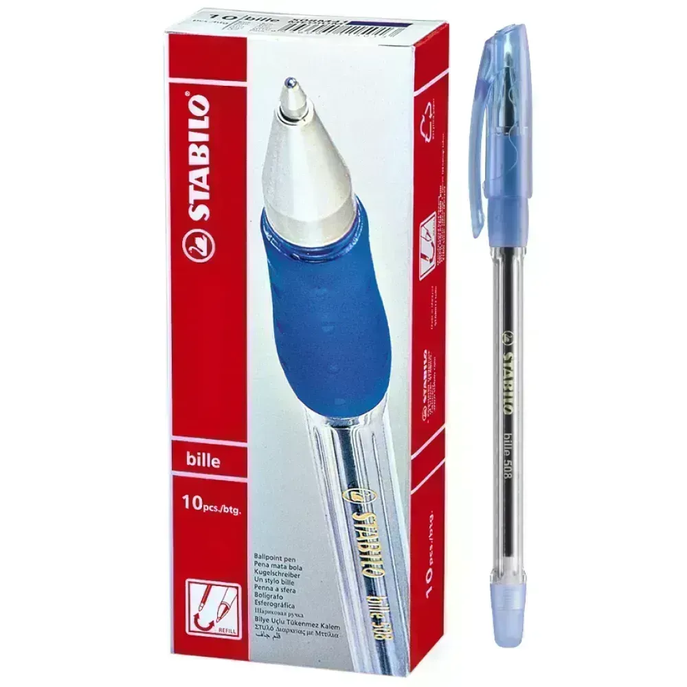Bolígrafo, Bille 508, Punta Fina 0.4 mm, Azul, Caja x 10 Unds. 