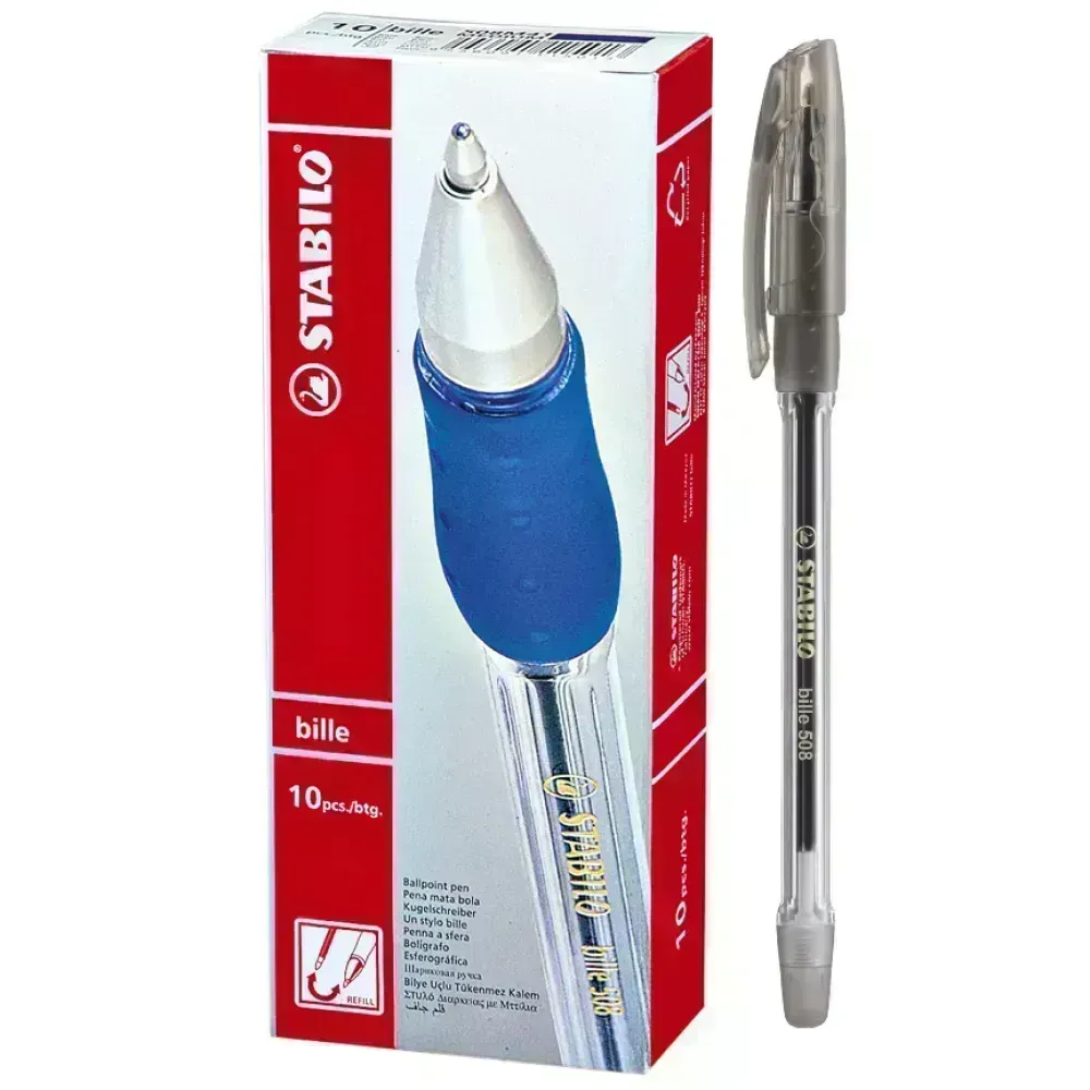 Bolígrafo, Bille 508, Punta Fina 0.4 mm, Negro, Caja x 10 Unds. 