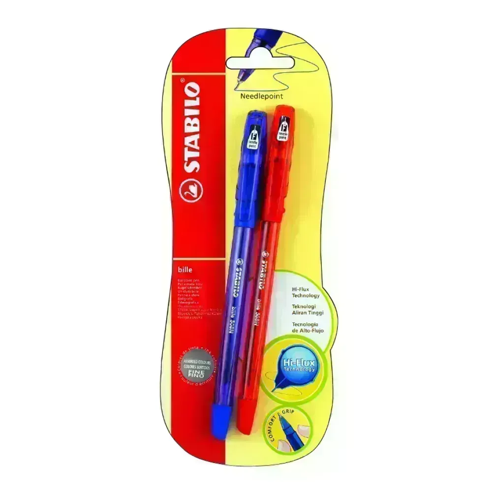 Bolígrafo, Bille Hi-Flux 508NF, Punta Aguja 0.38 mm, Pack x 2 Unds., Azul y Rojo