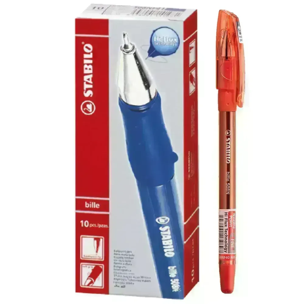 Bolígrafo, Bille Hi-Flux 508NF, Punta Aguja 0.38 mm, Rojo, Caja x 10 Unds. 
