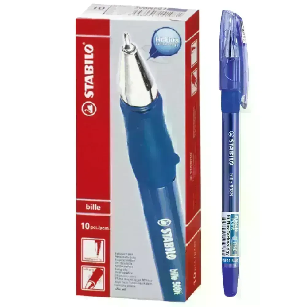 Bolígrafo, Bille Hi-Flux 508NF, Punta Aguja 0.38 mm, Azul, Caja x 10 Unds. 