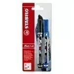 Marc. Permanente, Mark-4-all, Punta Biselada, 1.0-4.0 mm, Blister x 2 Unds. Azul y Negro