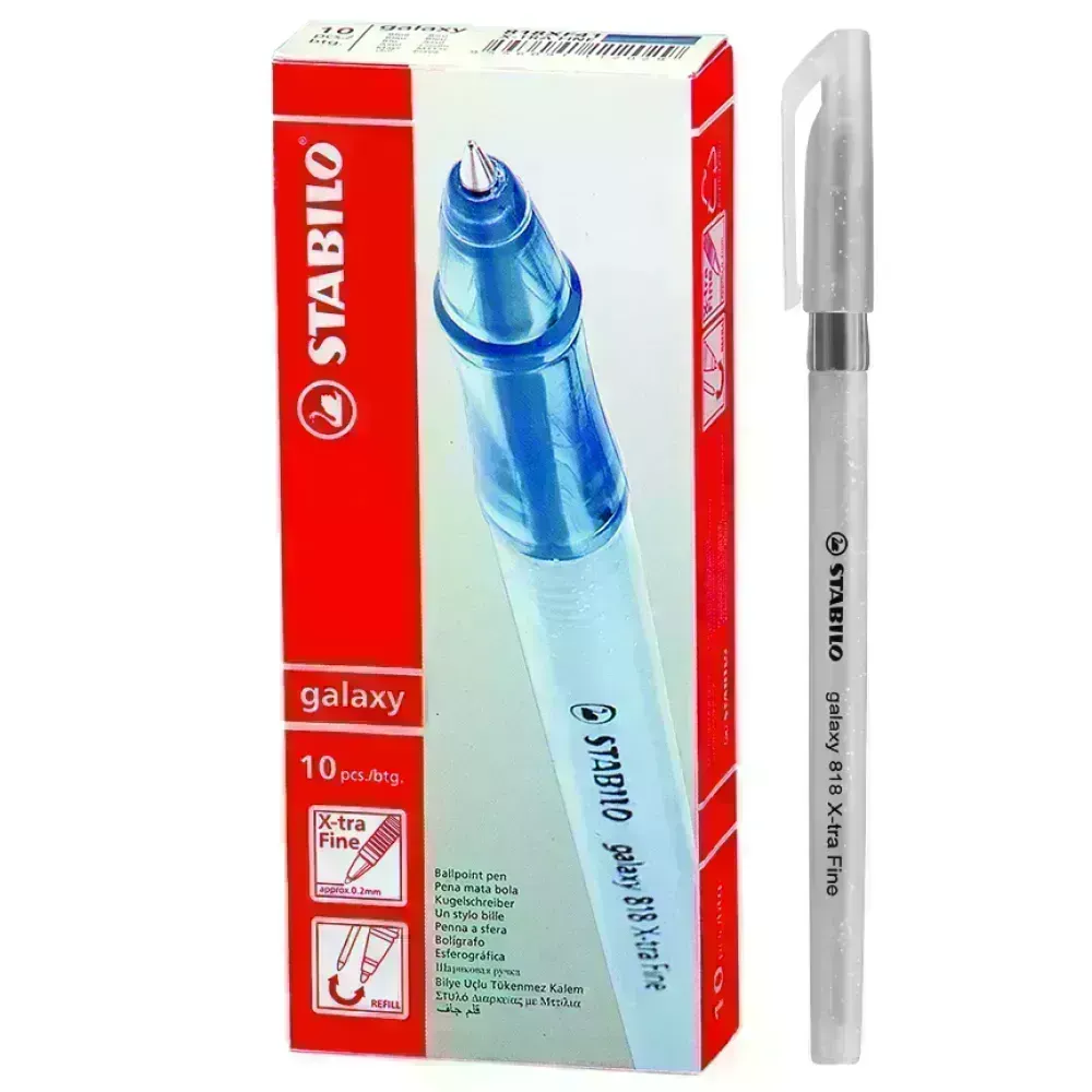 Bolígrafo, Galaxy 818, Punta X-Fina 0.3 mm, cuerpo traslúcido, Negro, Caja x 10 Unds. 