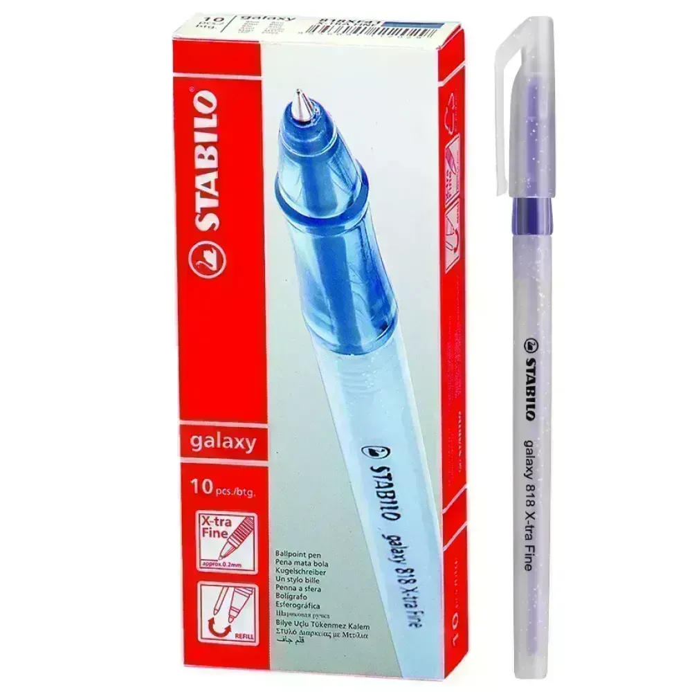 Bolígrafo, Galaxy 818, Punta X-Fina 0.3 mm, cuerpo traslúcido, Morado, Caja x 10 Unds. 