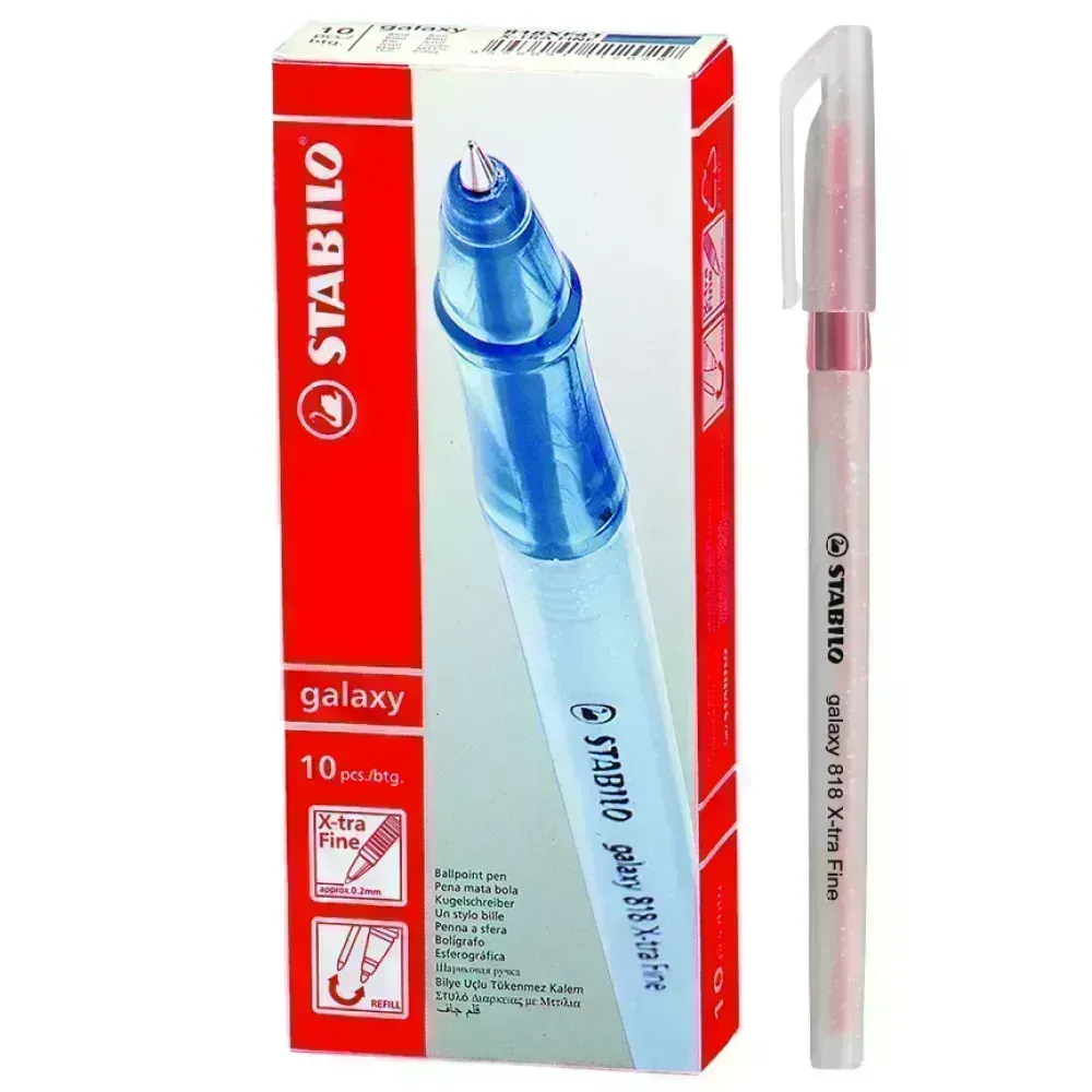 Bolígrafo, Galaxy 818, Punta X-Fina 0.3 mm, cuerpo traslúcido, Rosado, Caja x 10 Unds. 