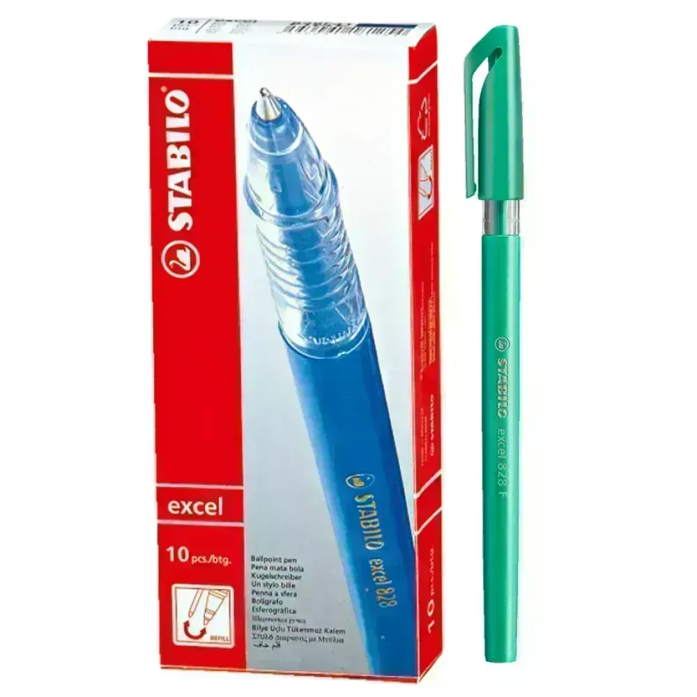 Bolígrafo, Excel 828, Punta Fina 0.38 mm, cuerpo opaco, Verde, Caja x 10 Unds. 