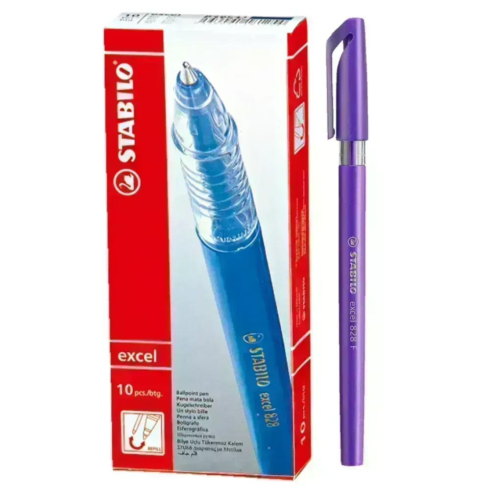 Bolígrafo, Excel 828, Punta Fina 0.38 mm, cuerpo opaco, Morado, Caja x 10 Unds. 
