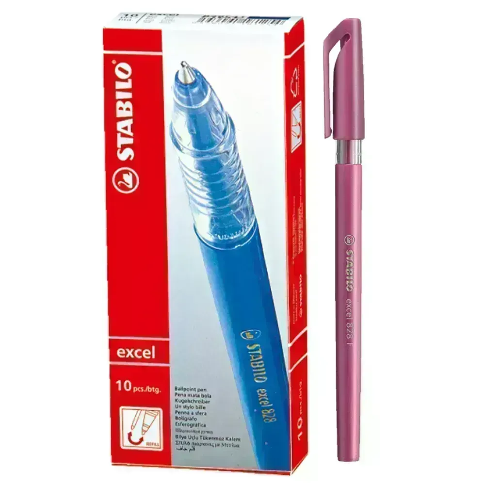 Bolígrafo, Excel 828, Punta Fina 0.38 mm, cuerpo opaco, Rosado, Caja x 10 Unds. 
