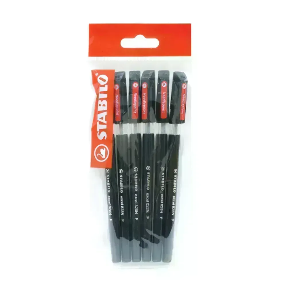 Bolígrafo, Excel 828NF, Punta Aguja 0.38 mm, cuerpo opaco, Negro, Pack x 6 Unds.