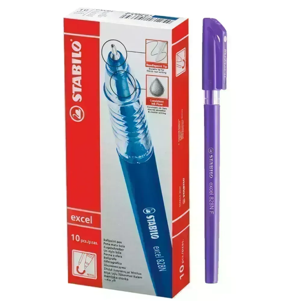 Bolígrafo, Excel 828NF, Punta Aguja 0.38 mm, cuerpo opaco, Morado, Caja x 10 Unds. 