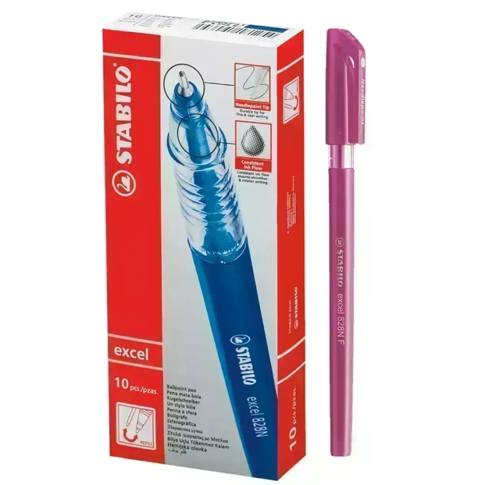Bolígrafo, Excel 828NF, Punta Aguja 0.38 mm, cuerpo opaco, Rosado, Caja x 10 Unds. 