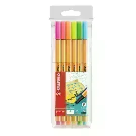 Micropunta/Felpa, Point 88, Punta Fina  0.4 mm, Estuche x 6 Unds. 6 Colores Neón Surtidos