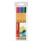 Micropunta/Felpa, Point 88, Punta Fina  0.4 mm, Estuche x 6 Unids. 6 Colores Básicos Surtidos