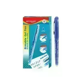 Bolígrafos, Gel Roller Borrable, Azul, Caja x 12 Unds.