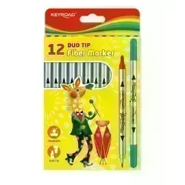 Marcadores Escolares, Doble Punta, Caja x 12 Colores