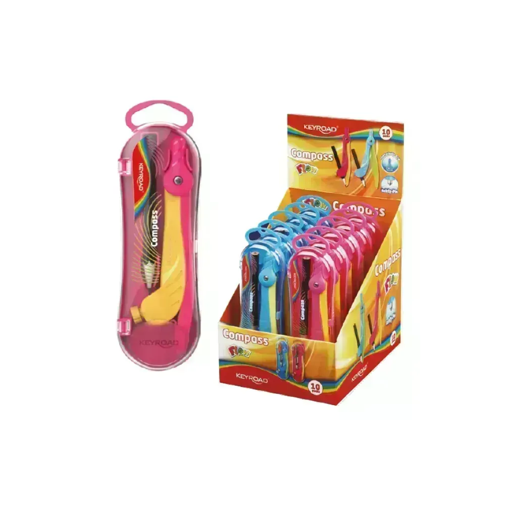 Compás, Escolar, Flow, con anillo, Estuche x 1 Und.