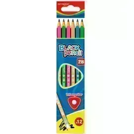 Lápices de Grafito, 2B, Caja x 12 Unds. (cuerpo colores)