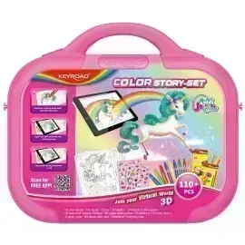 Colouring Travel Box, Rosado, Happy Unicorn, 1 Set