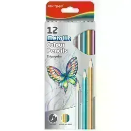 Lápices de Color, Metálicos, Triangulares, Caja x 12 Colores