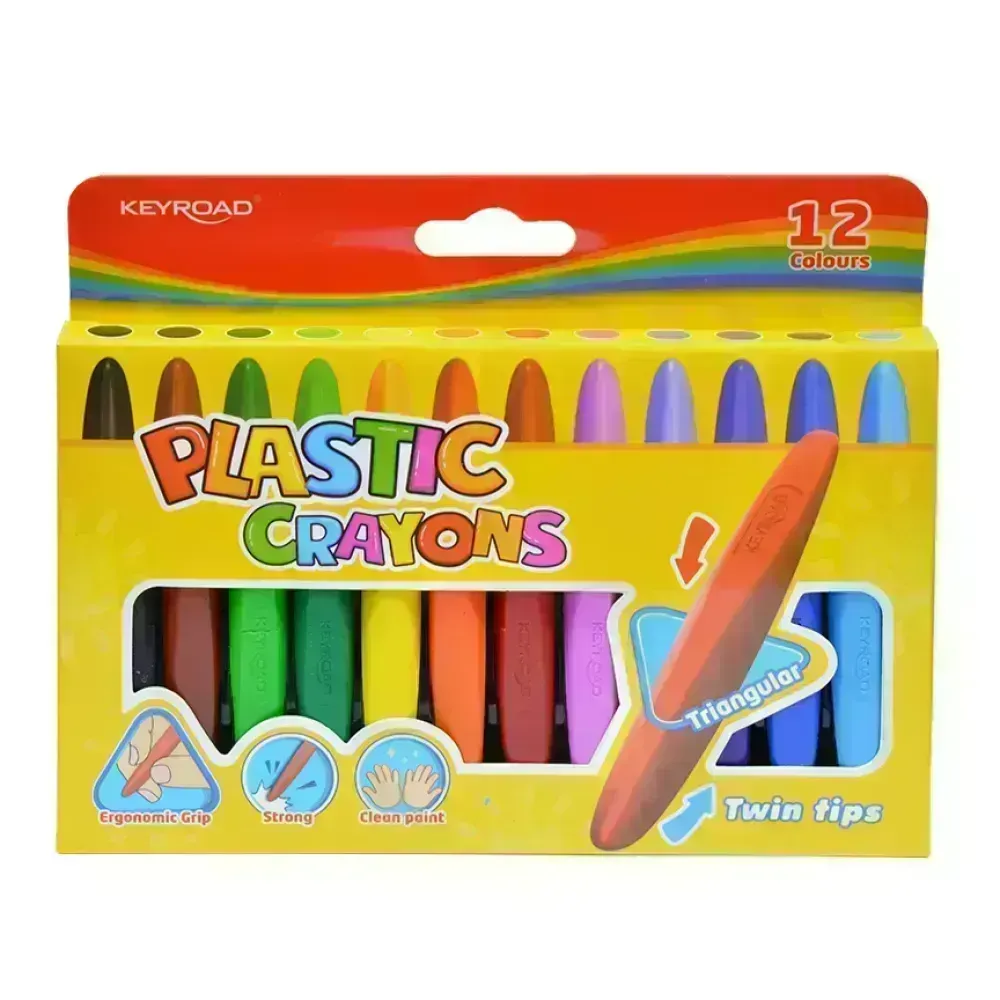 Crayones de Cera, Plástico Triangular, Caja x 12 Colores