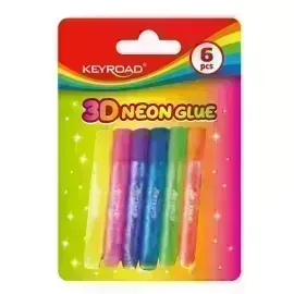 Pegamento con brillo, 3D Neón, Blister x 6 col de 15 g. c.u.