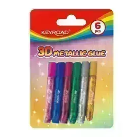 Pegamento con brillo, 3D Metallic, Blister x 6 col de 15 g. c.u.